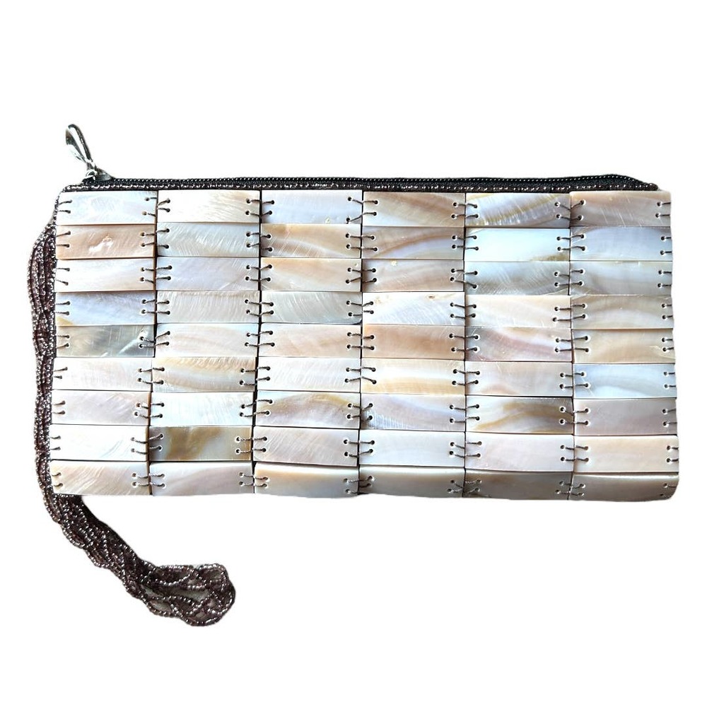 Mad By Design Mother Of Pearl Beaded Wristlet Clutch